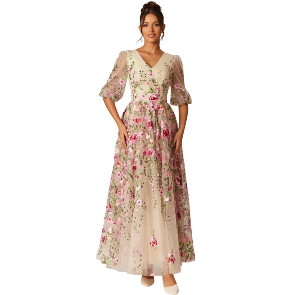 A&W Bridal Tulle Flower Wedding/ Bridesmaid /Prom Dress Sz 4